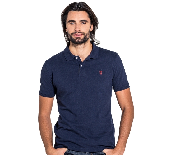 Polo classique bleu marine en coton piqué