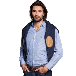 Chemise cintrée rayée bleu foncé