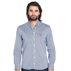 Chemise cintrée à carreaux Vichy bleu foncé