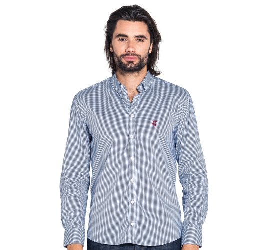 Chemise à carreaux Vichy bleu foncé