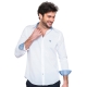 Chemise coupe droite blanche avec contrastes bleu