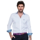 Chemise coupe droite blanche avec contrastes bleu