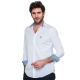 Chemise coupe droite blanche avec contrastes bleu