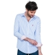 Chemise coupe droite avec rayures bleu et contrastes fleuries