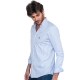 Chemise col boutonné coupe droite avec rayures larges bleu