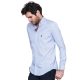 Chemise col boutonné coupe droite avec rayures fines bleu