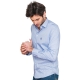 Chemise cintrée à carreaux Vichy bleu clair