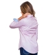 Chemise avec rayures rouges fines et contrastes fleuries