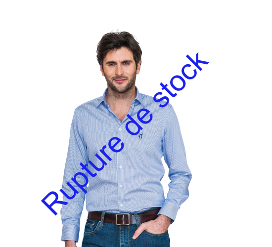 Chemise cintrée à carreaux Vichy bleu clair